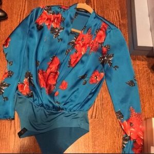 Zara blue floral bodysuit